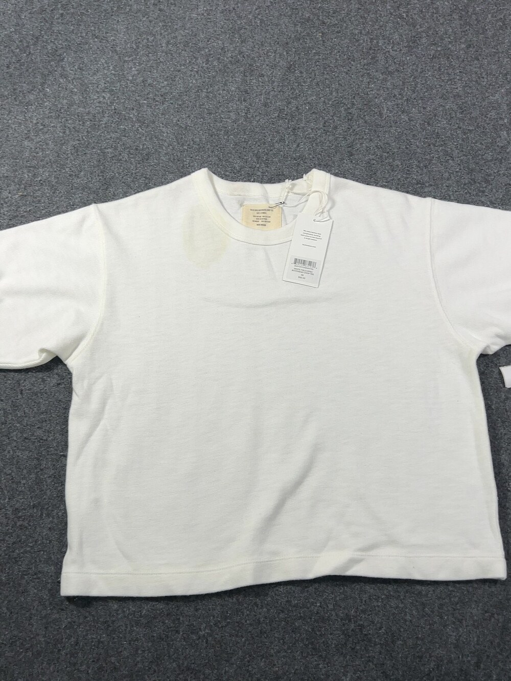 Buck Mason White Field-Spec Boyfriend Crop Tee Womens Sz XS NWI Msrp62 [NC8]